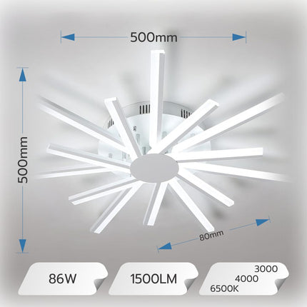 LUSTRA LED SUN  86W 3000K/4000K/6500K 7100 LM 500X500X80MM