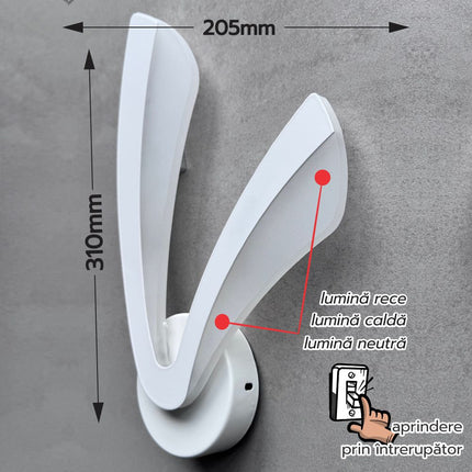 APLICA PERETE HEKTOR AJUSTABILA 15W/1200LM/3000K/4000K/6500K