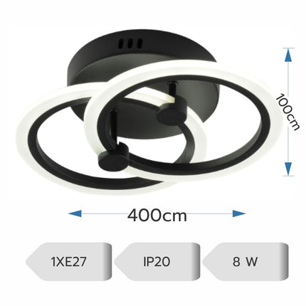 LUSTRA LED CERCURI 35W CU 2 BRATE 3 CULORI+IR 400mm x 100mm