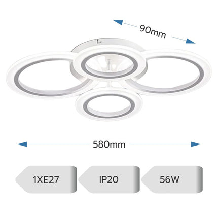 LUSTRA LED CERCURI 56W CU 4 BRATE 3 CULORI+IR 580mm x 90mm