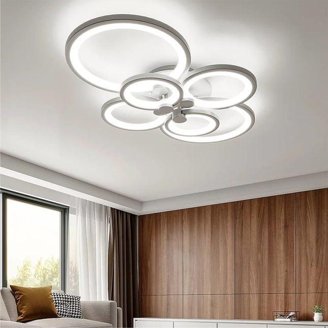 LUSTRA LED CERCURI 100W CU 6 BRATE 3 CULORI+IR 830mm x 140mm