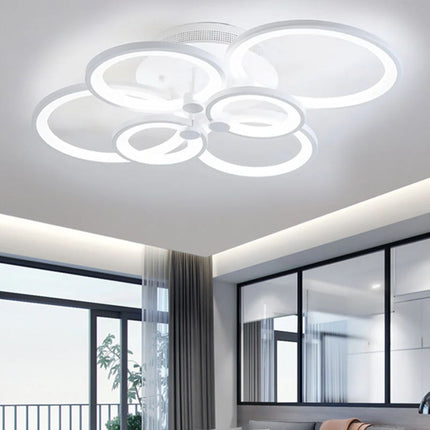 LUSTRA LED CERCURI 100W CU 6 BRATE 3 CULORI+IR 830mm x 140mm