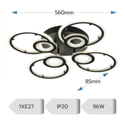 LUSTRA LED JUNO 96W CU 8 BRATE 3 CULORI+IR