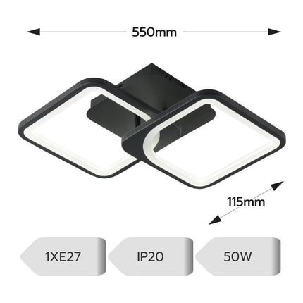 LUSTRA LED PATRATE 50W CU 2 BRATE 3 CULORI+IR 550mm x 115mm