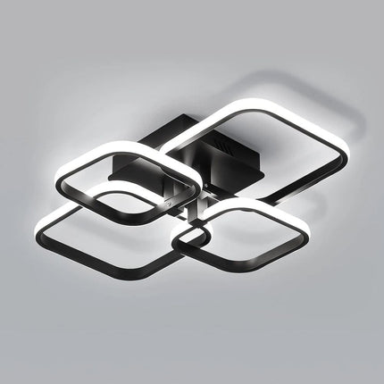 LUSTRA LED PATRATA NEAGRA 80W CU 4 BRATE 3 CULORI+IR 600x120mm