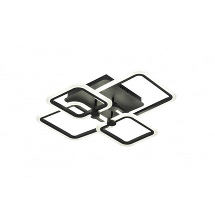 LUSTRA LED PATRATA NEAGRA 80W CU 4 BRATE 3 CULORI+IR 600x120mm