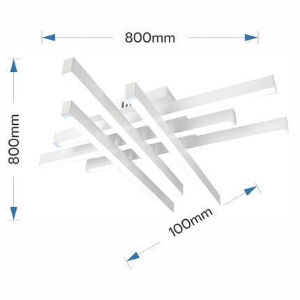 LUSTRA LED AXIS ALB 6 BRATE 90W 8100LM 800*800*100MM