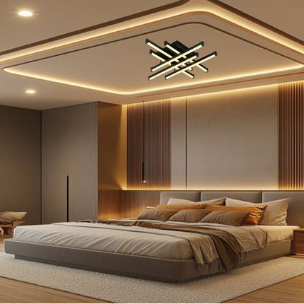 LUSTRA LED AXIS NEGRU 6 BRATE 90W 6080LM 800*800*100MM