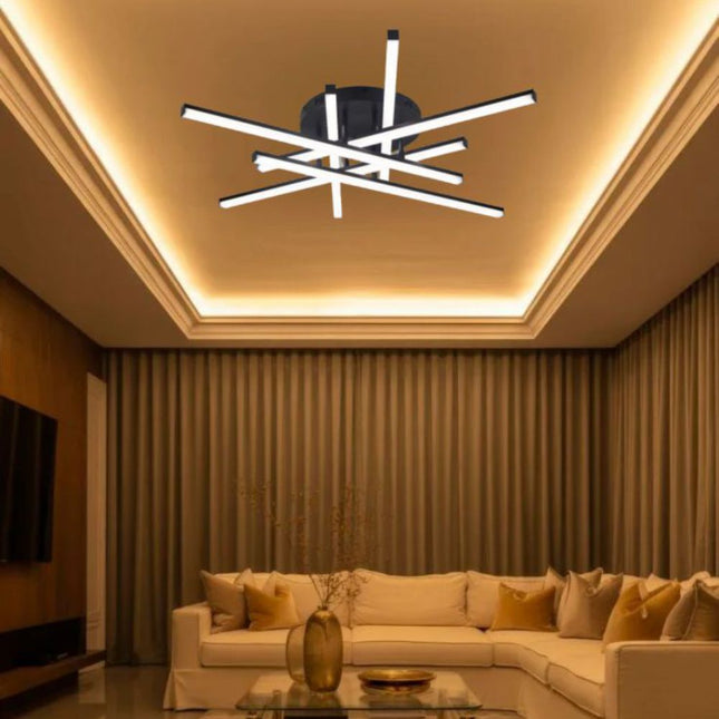 LUSTRA LED AXIS NEGRU 6 BRATE 88W 5900LM 800*600*190MM
