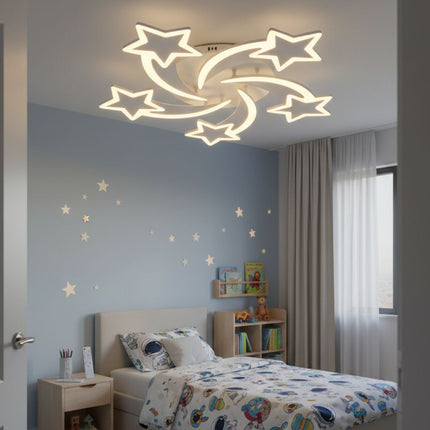 Lustra led dimabila STEA 110W cu 5 brate 3 CULORI+IR