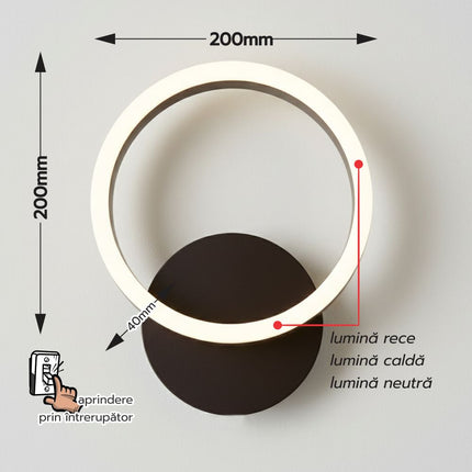Aplica led perete cafeniu THEMIS 18W/1100LM 200mm