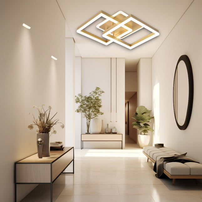 Lustra Led Auriu Sina 80w/4800lm 3000k/4000k/6500k cu Telecomanda 300+300mm