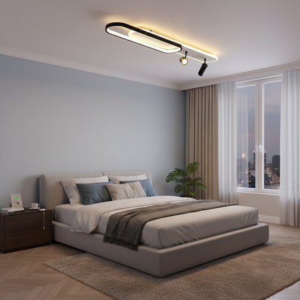 Lustra Led Neagra cu doua spoturi Carina 85w/4200lm 3000k/4000k/6500k cu Telecomanda