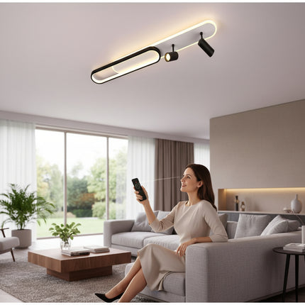 Lustra Led Neagra cu doua spoturi Carina 85w/4200lm 3000k/4000k/6500k cu Telecomanda