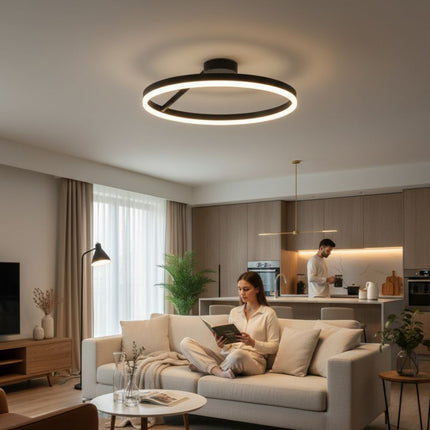 PLAFONIERA LED AQUILA NEGRU 40W/2400LM 3 CULORI 500MM