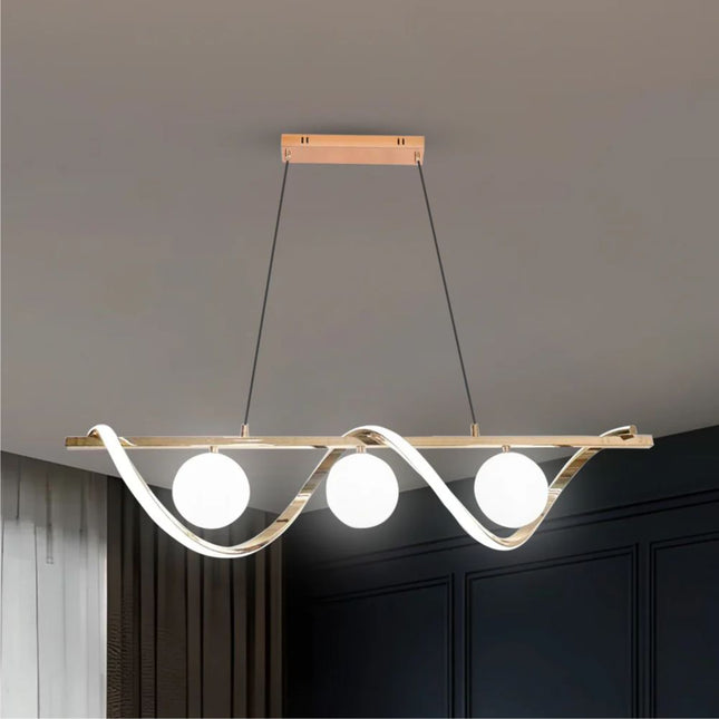 LUSTRA LED IRISA NEGRU+AURIU 45W/3000LM 2700K-6500K 3XG19 1000X210mm
