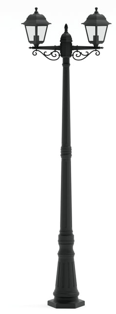 STALP ILUMINAT EXTERIOR CU 2 BRATE NEGRU 230V/40W/2*E27/IP44 2200X592X228mm