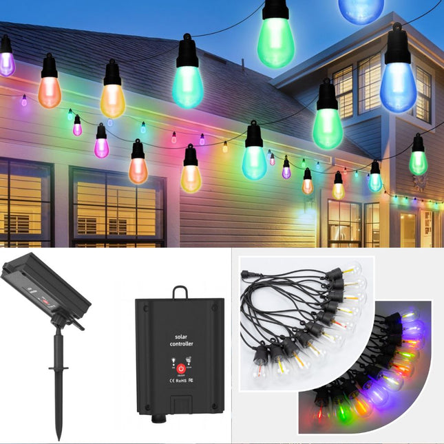 GHIRLANDA 6.5M 10 BECURI RGB BAT 3.7V 1200mAh PANOU SOLAR 5V 1.2W