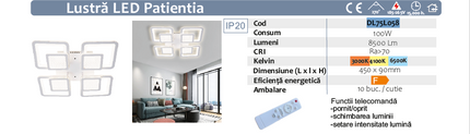 LUSTRA LED PATIENTIA 100W CU 8 BRATE 3 CULORI+IR