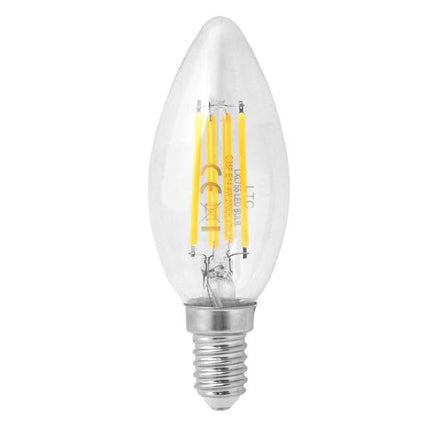 Bec leduri filament lumanare E14 alb cald 2W