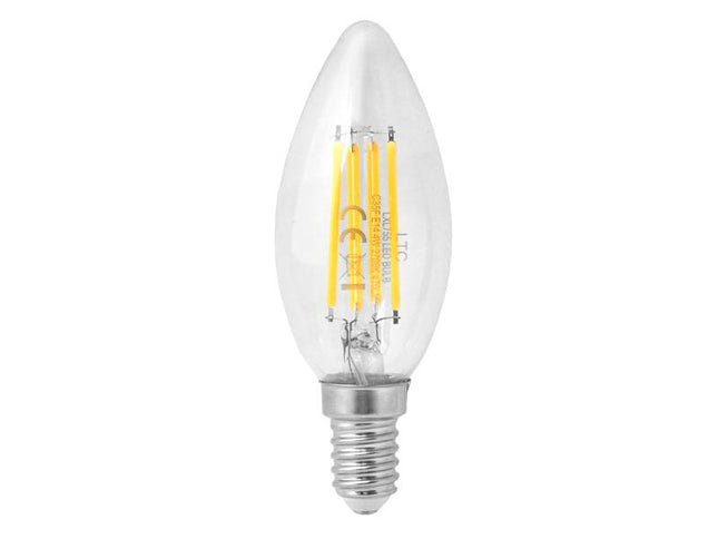 Bec leduri filament lumanare E14 alb cald 2W