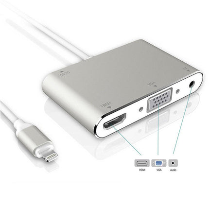 Cablu adaptor Iphone 8pin la HDMI+VGA+audio
