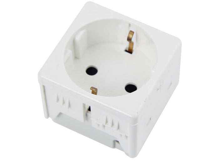 Mod Priza modulara cu impamantare,alba - 2 module