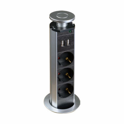 Priza Turn 3 posturi incastrabila cablu 2m + USB