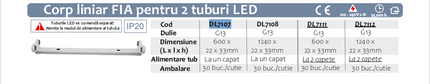 Corp Neon Fia 2x18W (18W=36W) - Pentru Tub LED 120 cm