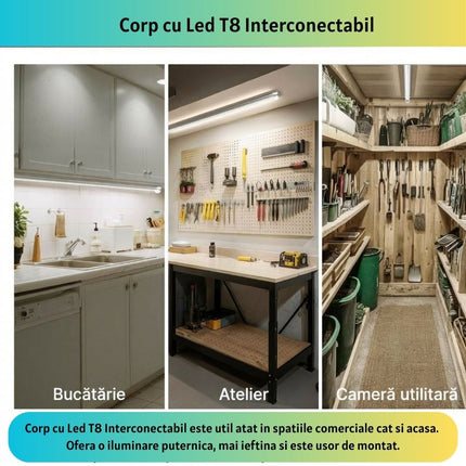 Corp T8 cu LED Interconectabil Transparent 18W/6500k/1440lm lumina rece 1200mm