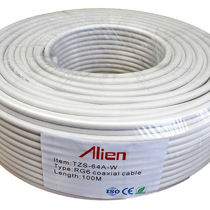 Cablu coaxial RG6 alb 64x0.12mm 1.02mm CCA 100m