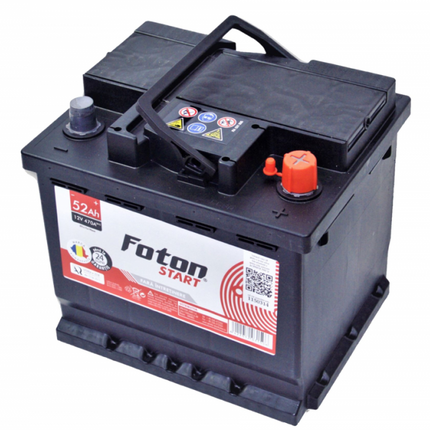 Baterie Auto 12V 52Ah, Pornire 470A, Dimensiuni 207 x 175 x 190 mm Borna+ Dreapta Foton Start