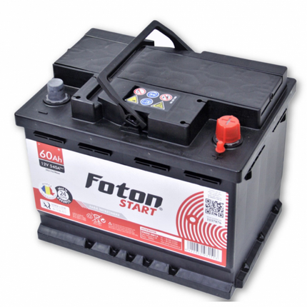 Baterie Auto 12V 60Ah, Pornire 540A, Dimensiuni 242 x 175 x 190 mm Borna+ Dreapta Foton Start