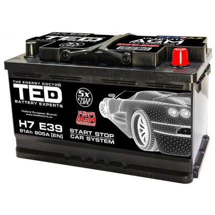 Baterie Auto 12V 81Ah cu Start Stop, Pornire 805A, Dimensiuni 315 x 175 x 190 mm Borna+ Dreapta Ted Electric TED003829