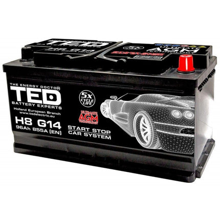 Baterie Auto 12V 96Ah cu Start Stop, Pornire 855A, Dimensiuni 353 x 175 x 190 mm Borna+ Dreapta Ted Electric TED003836