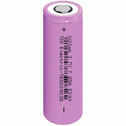Acumulator Li-Ion 18650 ISR diametru 18,3mm x h 65,2mm 2.6A descarcare maxima 7.65A TED005038