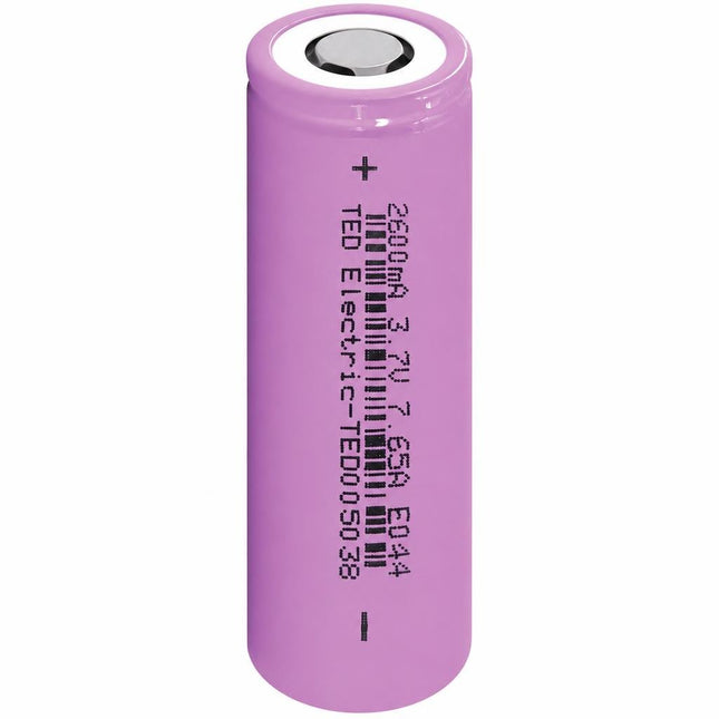 Acumulator Li-Ion 18650 ISR diametru 18,3mm x h 65,2mm 2.6A descarcare maxima 7.65A TED005038