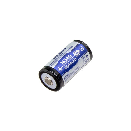 Acumulator Li-Ion 3.7V 16340 650mAh, Dimensiuni 16 x 34 mm, Descarcare 1.2A Bulk X-tar