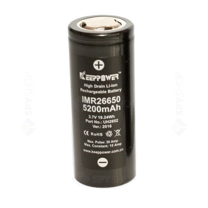 Acumulator Li-Ion 3.7V 26650 5200mAh, Dimensiuni 26 x 65 mm, Descarcare 8A Bulk KeepPower