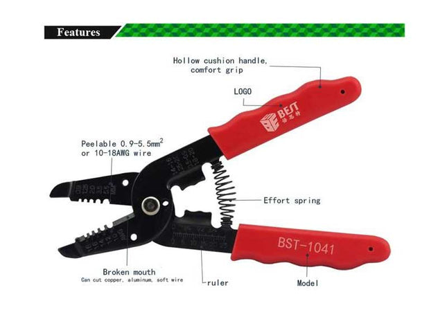 Cleste de dezizolat profesional 0.9-5.5mm2  BST-1041