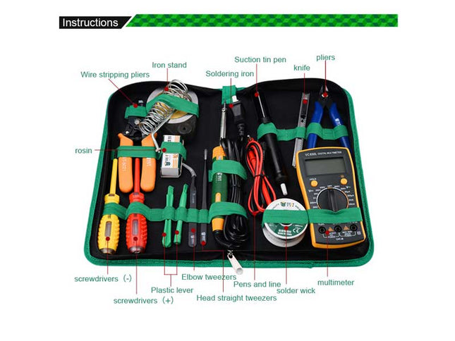 Trusa reparatie telefoane cu multimetru si letcon BST-113