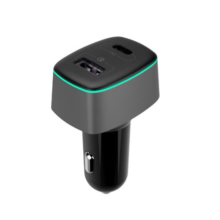 Alimentator (Incarcator) de la auto (12-24V) la 2 x USB FastCharge : USB-A QC3.0 + USB tip C PD Golf 100W Negru GF-C17