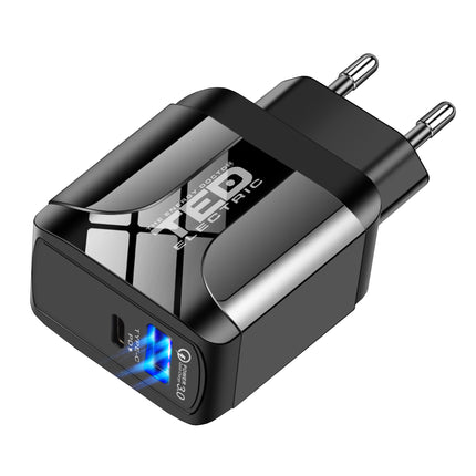 Alimentator Incarcator de la Retea la 2x USB: 1x USB-A 3.0 si 1x USB Type-C PD 18W Negru Fast Charge, TED Electric TED600410