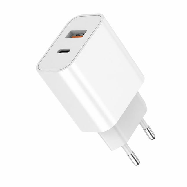 Alimentator Incarcator de la Retea la 2x USB FastCharge: USB-A + 1x USB tip C PD 30W Alb, Golf GF-U33