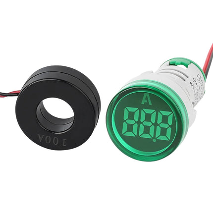 Ampermetru digital rotund panou culoare verde 220V 22mm