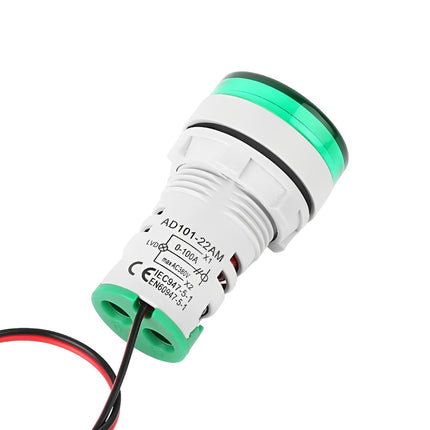 Ampermetru digital rotund panou culoare verde 220V 22mm