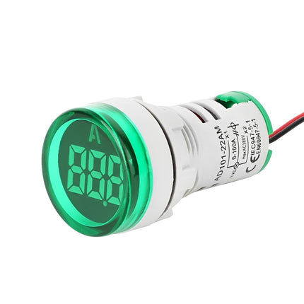 Ampermetru digital rotund panou culoare verde 220V 22mm