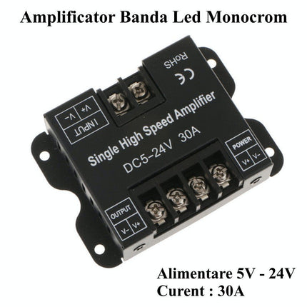 Amplificator Banda Led Monocrom, 5V-24V 30A 5V 24V
