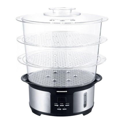 Aparat de gatit cu aburi Heinner HSA-1000XMC, 12 L, 3 boluri, 1000 W, timer 90 min