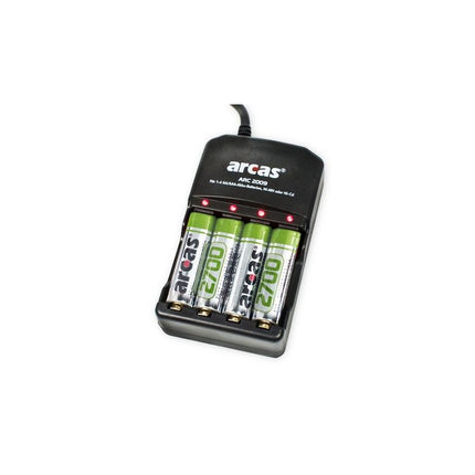 Incarcator Baterii Reincarcabile, Include 4x AA LR6 2700mAh, Incarcare Individuala in 20h, Arcas ARC2009+